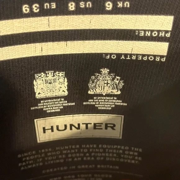 Hunter Rainboots Original Tall Gloss Rain Boot Wellies women's sz 8 Black - Picture 13 of 13